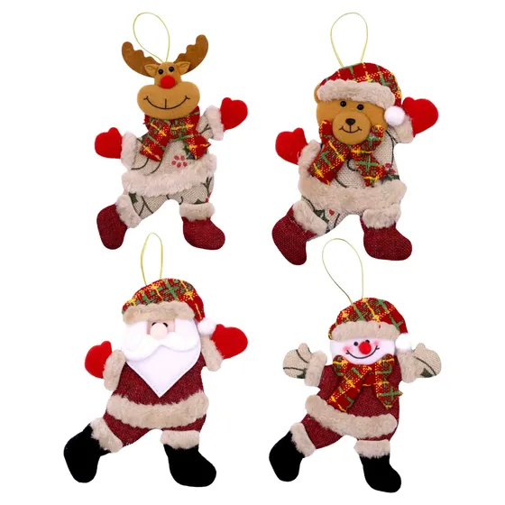 Enfeite Decorativo Pelucia Ursos E Noel 17X12Cm Com 12 Pecas