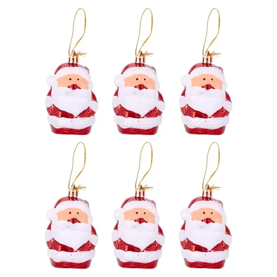 Enfeite Decorativo Natalino Papai Noel 07Cm Em Plastico Com 04 Pecas