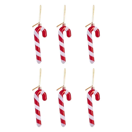 Enfeite Decorativo Natalino Bengala Doce 12X04X01Cm Em Plastico Com 04 Pecas