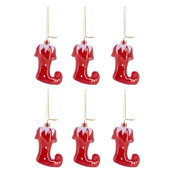 Enfeite Decorativo Natalino Bota De Elfo 07X05X03Cm Em Plastico Com 04 Pecas