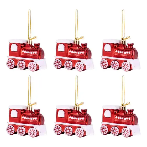 Enfeite Decorativo Natalino Trenzinho 05Cm Em Plastico Com 04 Pecas
