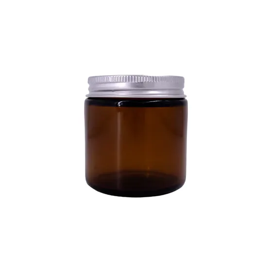 Pote Com Tampa Para Vela 120Ml Em Vidro Unidade - Marrom + Tampa Prata