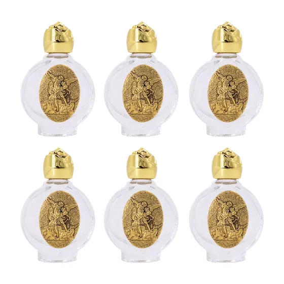 Porta Agua Benta Redondo Dourado Em Vidro 20Ml Com 6 Pecas