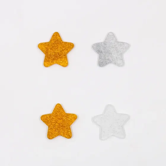 Aplique Estrela Com Glitter 36Mm Em Acrilico Com 20 Pecas