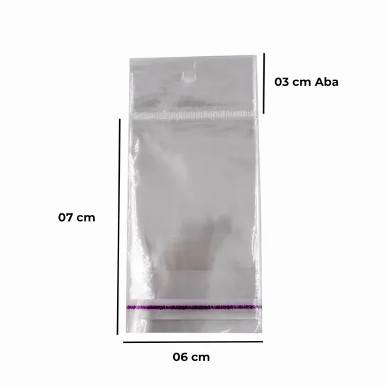 Saco Adesivo C/Furo No1 06X07Cm Com 100 Unidades