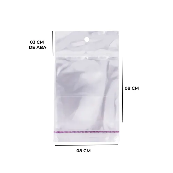 Saco Adesivo C/Furo No12 08X08Cm Com 100 Unidades