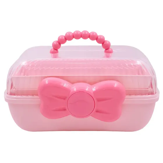 Maleta Organizadora Articulada Laco 14.5X27.5Cm Com 3 Bandejas Em Plastico - Rosa
