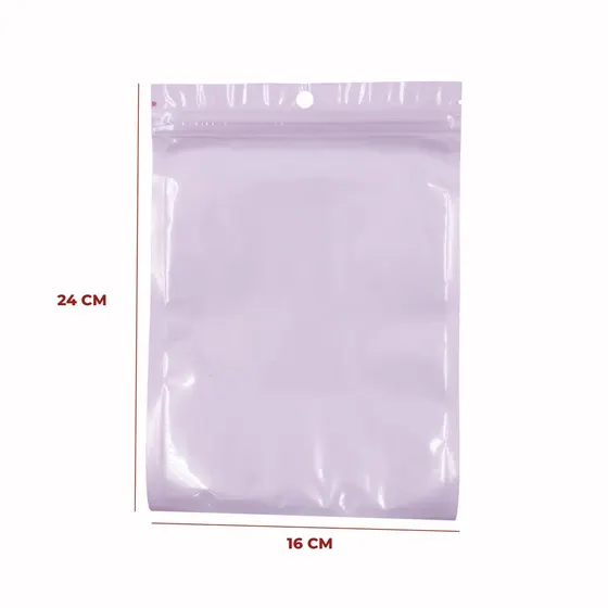 Saco Zip Fundo Branco Com Furo No8 16X24Cm 100 Unidades