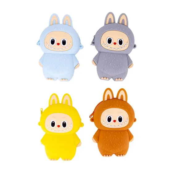 Porta Moedas De Silicone Labubu 16X09Cm Com 04 Pecas