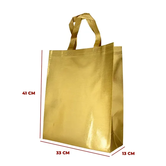 Bolsa Grande Metalizada Para Festa Em Poliester Com 10 Unidades