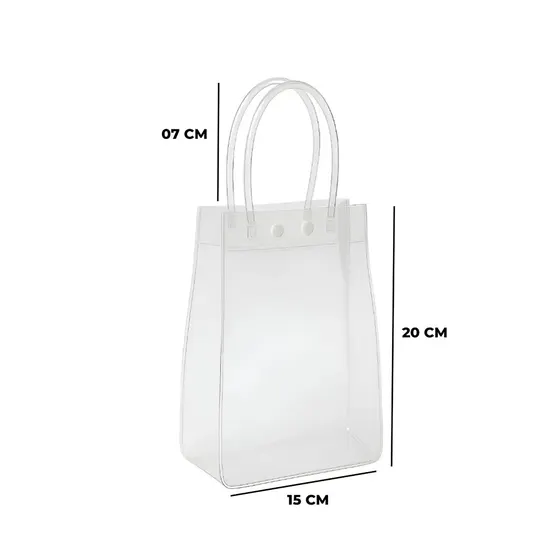 Sacola Transparente Media Em Plastico Com 10 Pecas
