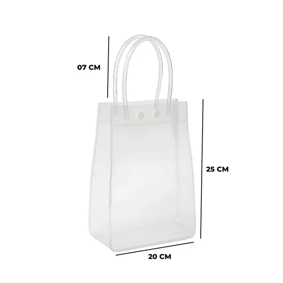 Sacola Transparente Grande Em Plastico Com 10 Pecas