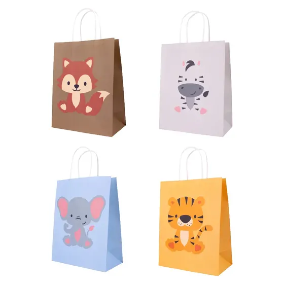 Kit Sacolas M Baby Safari Para Presente Com 12 Unidades - 103 Colorido
