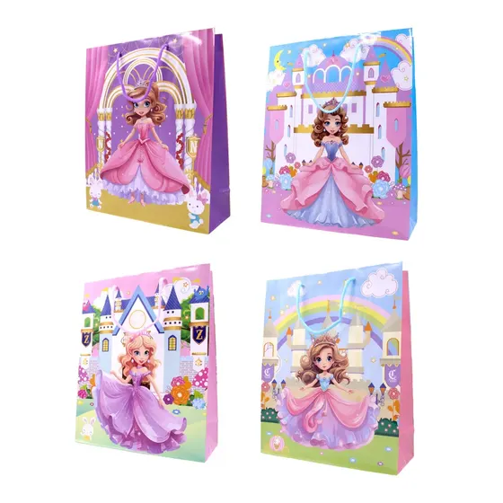 Kit Sacolas M Princesas Para Presente Com 12 Unidades - 103 Colorido