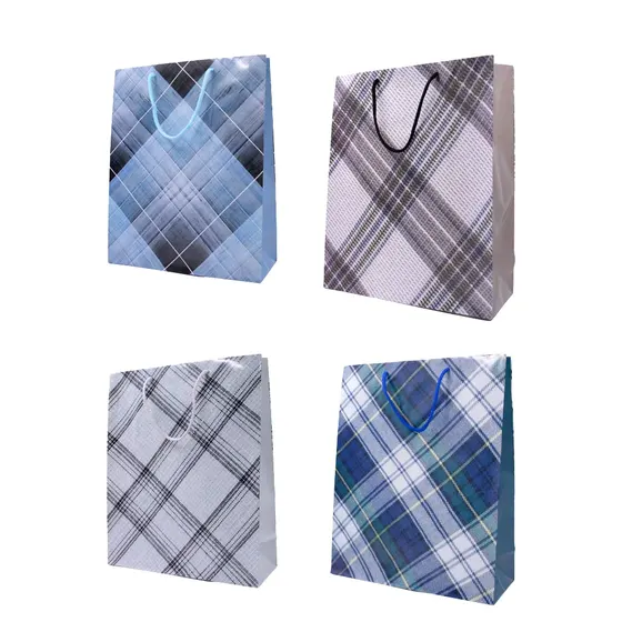 Kit Sacolas M Xadrez Para Presente Com 12 Unidades - 103 Colorido