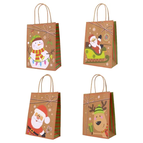 Kit Sacolas P Natal Encantado Para Presente Com 12 Unidades - 243 Marrom