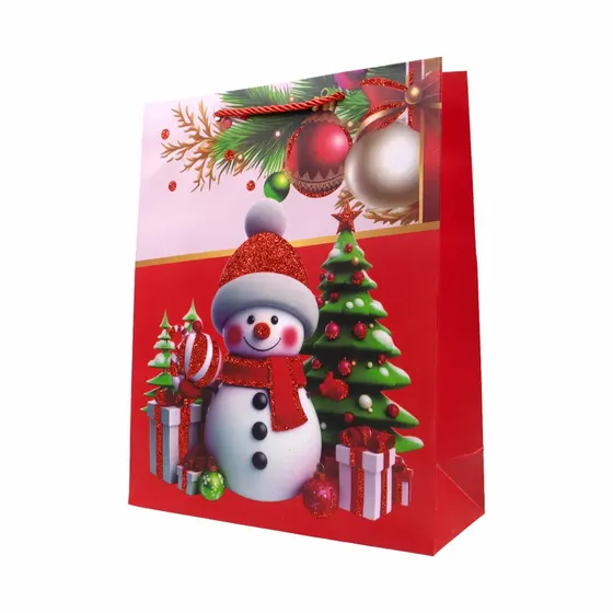 Sacola M Natalina Para Presente Com 12 Unidades - Boneco De Neve