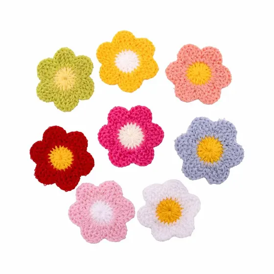 Flor De Croche 35Mm Em Poliester Com 40 Pecas