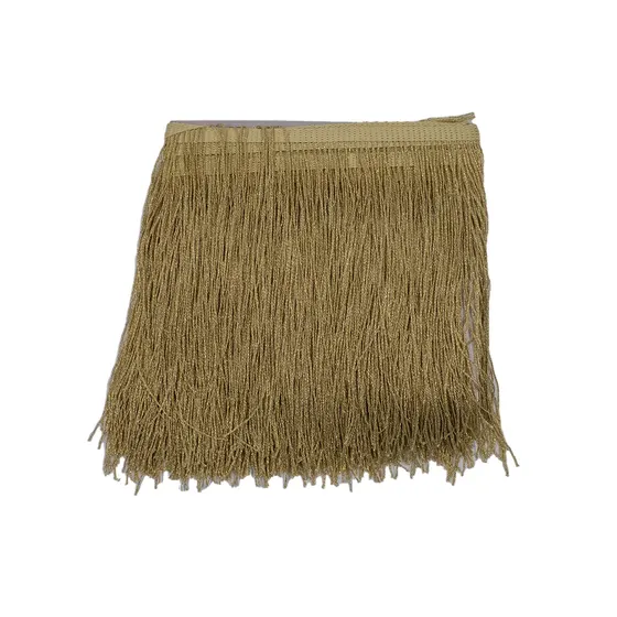 Franja De Fios Lurex 20Cm Em Poliester Com 5 Metros - Dourado