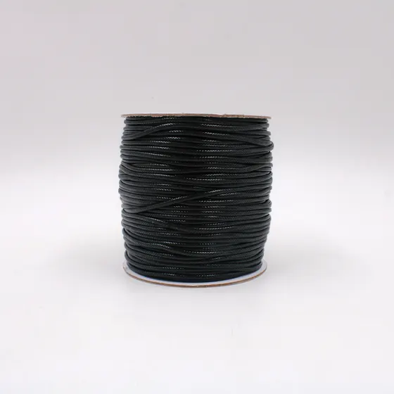 Fio Encerado Coreano 2,0Mm Em Algodao Com 100 Metros - Preto