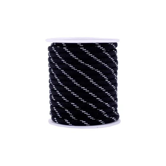 Corda Nautica Maleavel Jacquard 4Mm Em Poliester Com 10 Metros - Preto