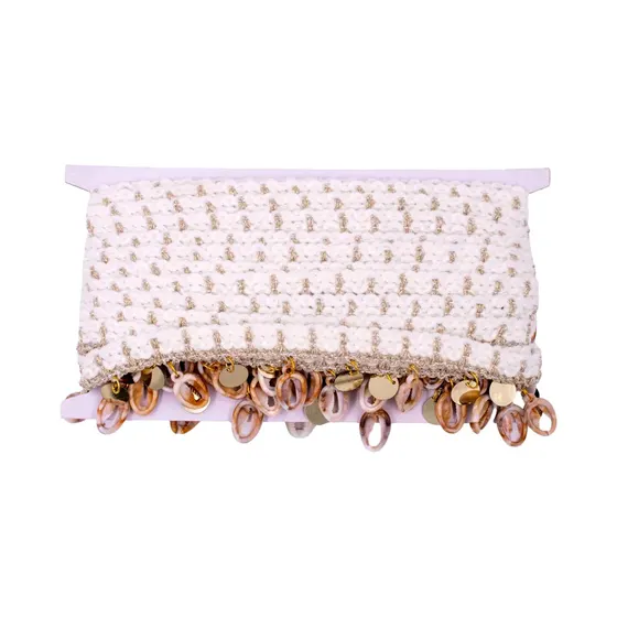 Faixa Boho De Croche E Buzios 15Mm Com 9 Metros