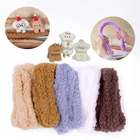 Haste De Chenille De Pelucia 20Mm Em Poliester Com 05 Pecas