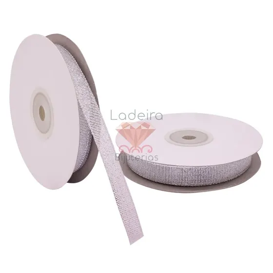 Fita Sintetica Com Glitter 12Mm Em Poliester Com 25 Metros
