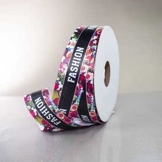 Fita Gorgurao Floral Com Fashion No Centro 25Mm Em Poliester Com 9 Metros