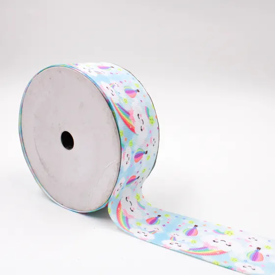 Fita De Gorgurao Estampadinha Com Nuvem 38Mm Com 18 Metros