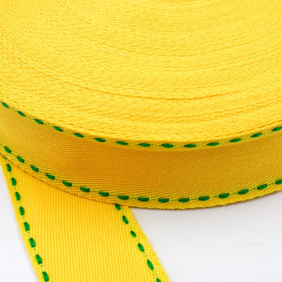 Fita Pespontada 38Mm Em Poliester Com 50 Metros - Amarelo