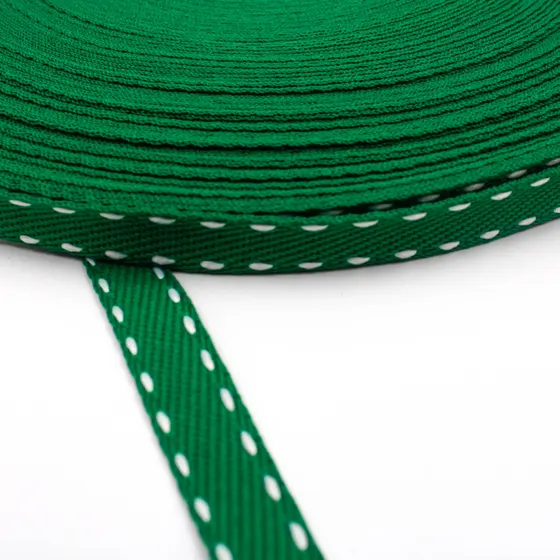 Fita Pespontada 10Mm Em Poliester Com 50 Metros - Verde Bandeira