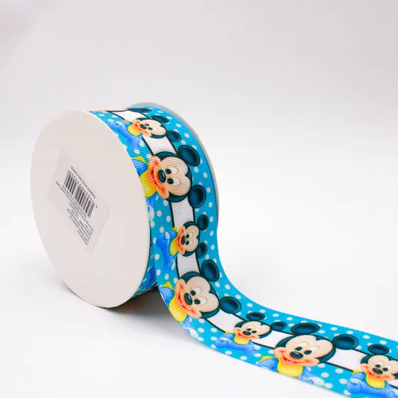 Fita Estampada Mickey Bebe 38Mm Em Poliester Com 09 Metros
