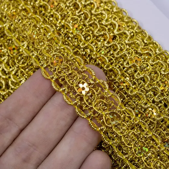 Passamanaria Trancada Com 2.5Cm Em Poliester Com 09 Metros - Dourado
