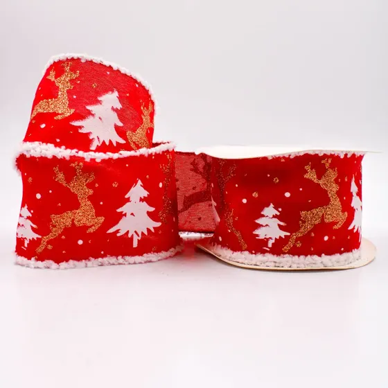 Fita Aramada Papai Noel Natal 63Mm Em Poliester Com 09 Metros