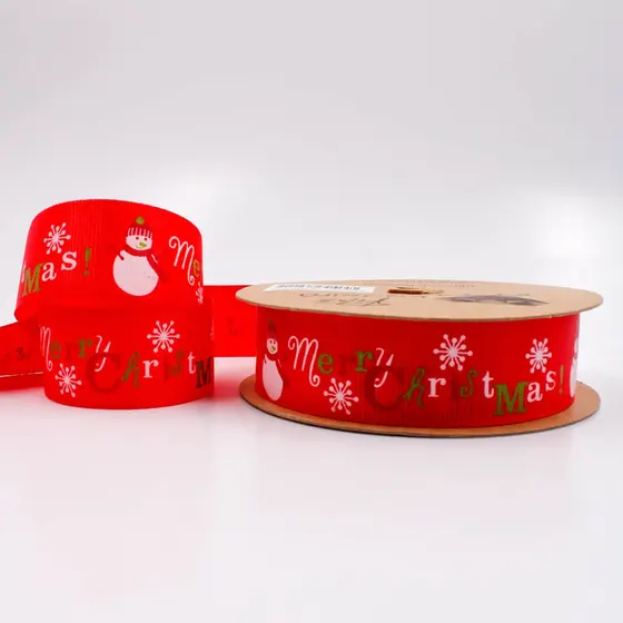 Fita De Gorgurao 25Mm Merry Christmas Natal Em Poliester Com 09 Metros