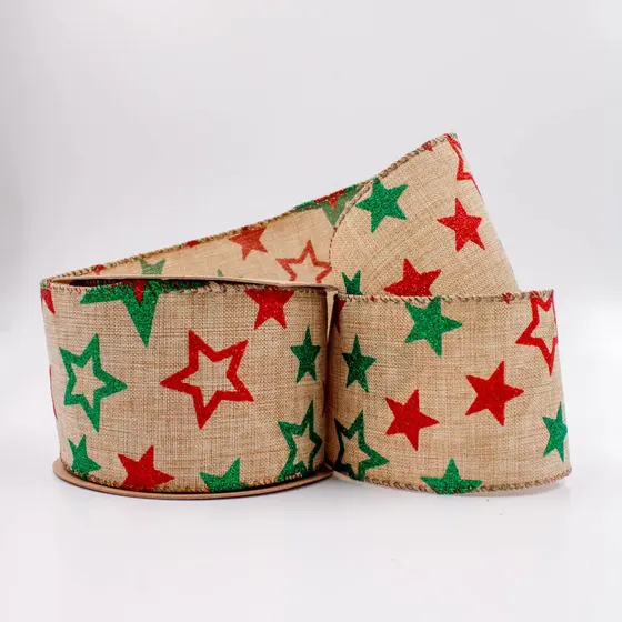 Fita Natalina Estrelas 63Mm Em Poliester Com 09 Metros