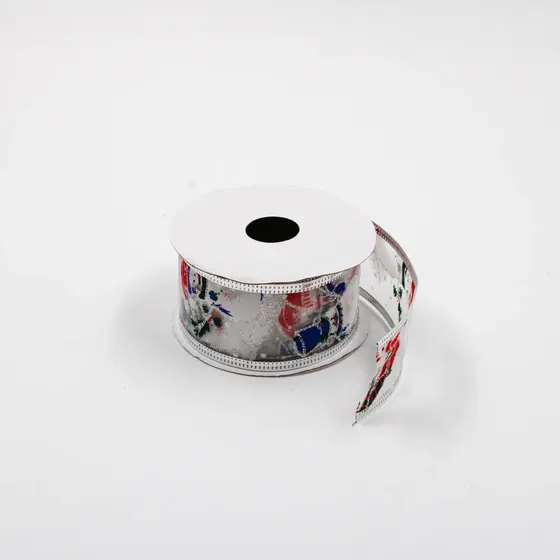 Fita Natalina Aramada 38Mm Em Poliester Com 2,7M