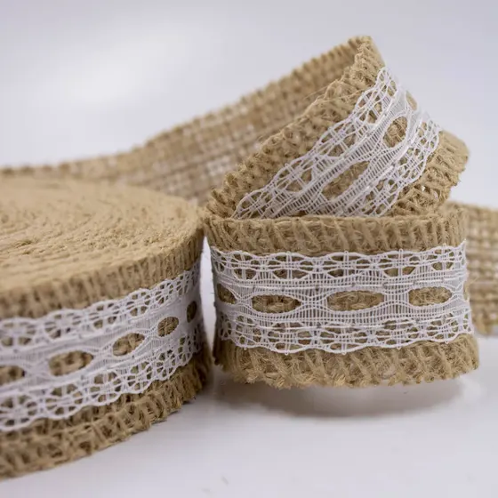 Fita De Juta Com Renda 25Mm Com 10 Metros