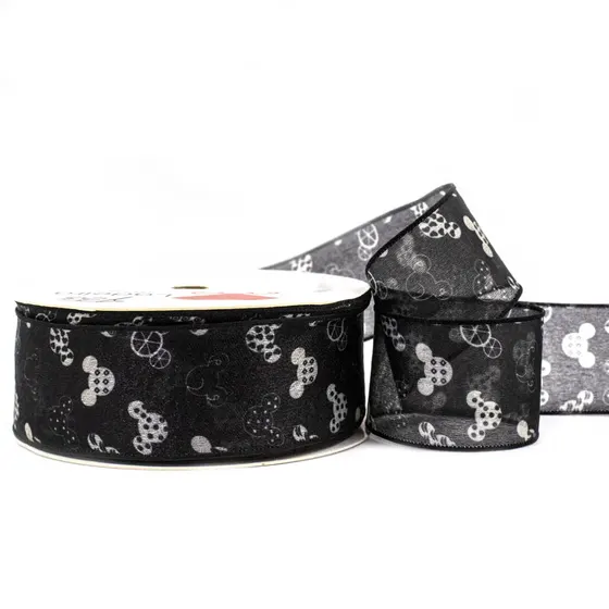 Fita Mickey Em Organza 38Mm Com 9 Metros D5-303