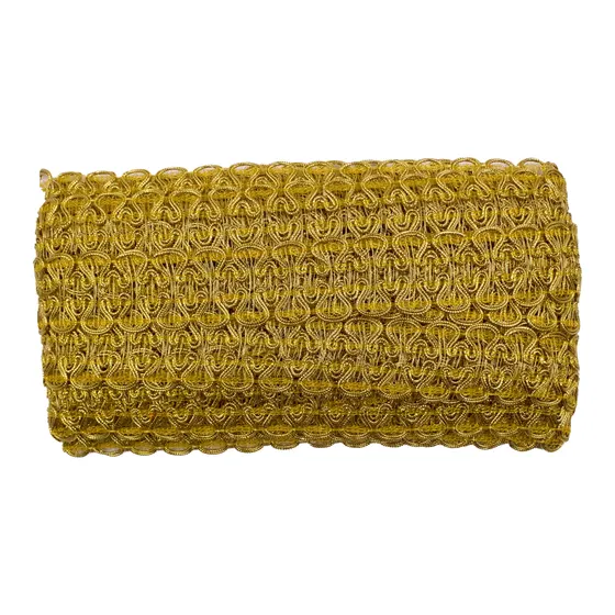Passamanaria Metalizada 35Mm Em Poliester Com 18 Metros - Dourado