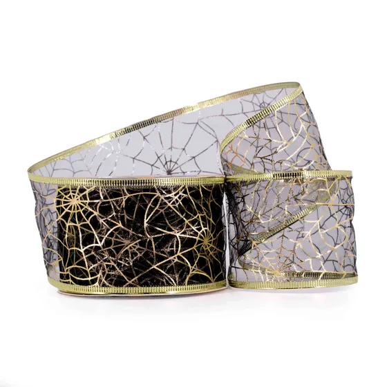 Fita Tule Aramada Teia De Aranha 63Mm Em Poliester Com 9 Metros