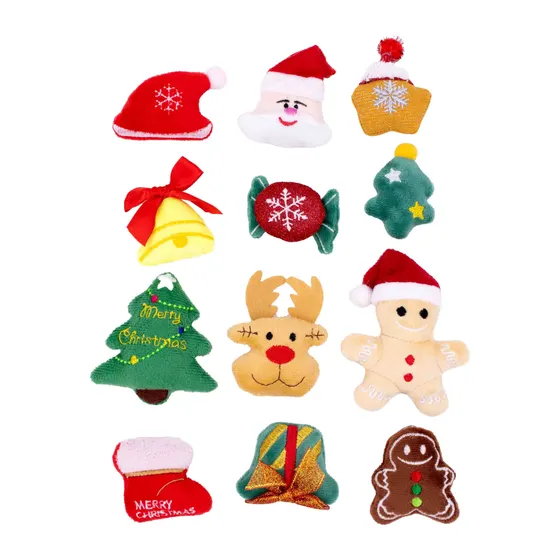 Aplique De Natal De Pelucia Com 12 Pecas