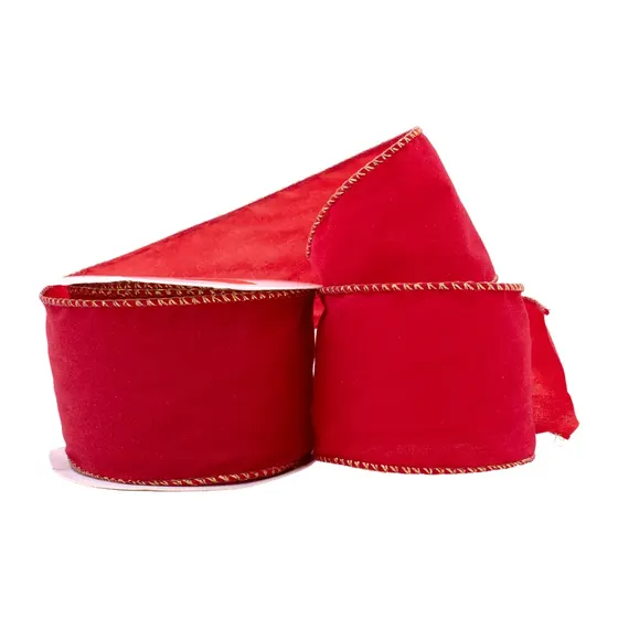 Fita Natalina Veludo E Lurex 65Mm Em Poliester Com 10 Metros