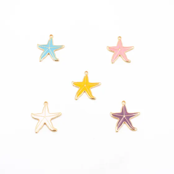 Pingente Estrela Resinado 37X31Mm Em Zamac Com 10 Pecas