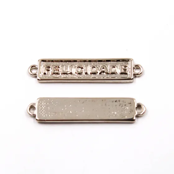 Placa Para Pulseira Felicidade 34X07Mm Em Zamac