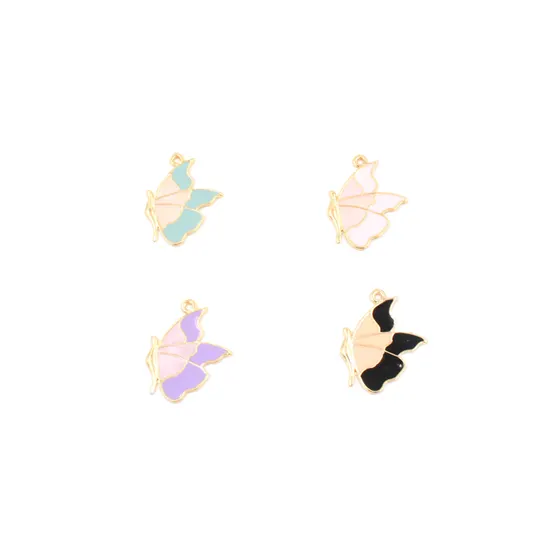 Pingente Borboleta Resinado 28X34Mm Em Zamac Com 10 Pecas