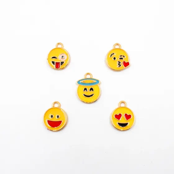 Pingente Emoji 17X13Mm Resinado Em Zamac Com 10 Pecas