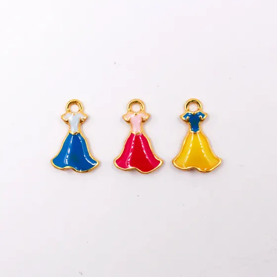 Pingente Vestidos De Princesas Resinado 19Mm Em Zamac Com 10 Pecas