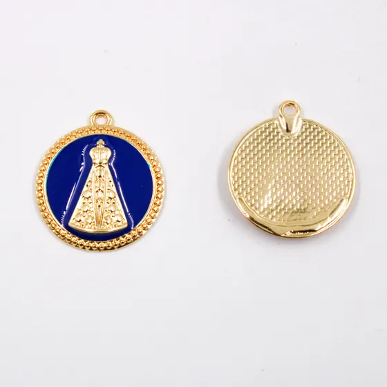 Pingente Nossa Senhora Resinado 29Mm Em Zamac Com 10 Pecas - Azul Royal